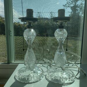 2 Antique, Vintage cut-crystal and glass lamps